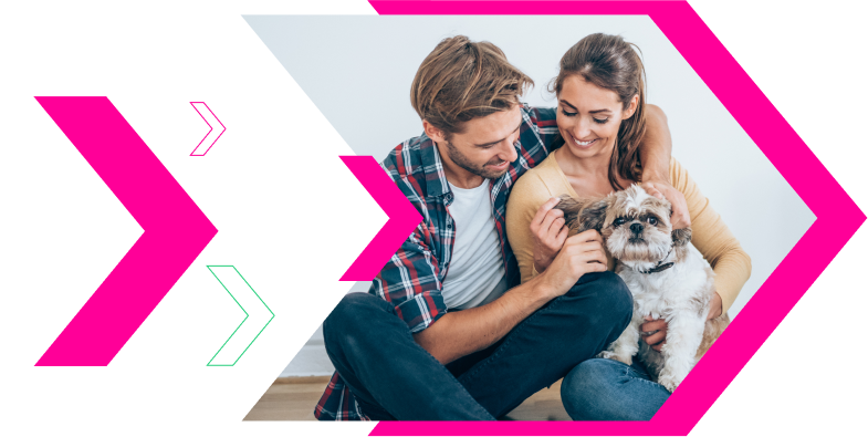 Man, woman and dog